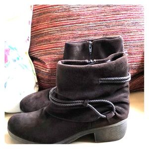 Brown suede ankle boots